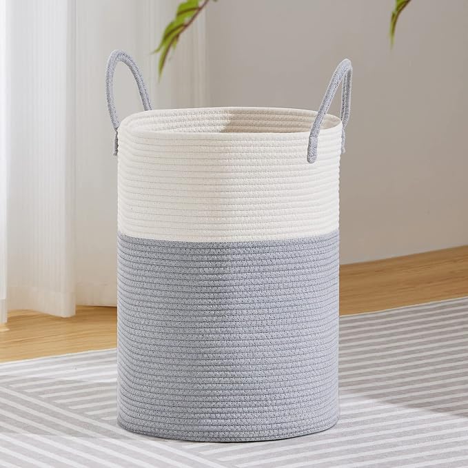 VIPOSCO Large Laundry Hamper, Tall Woven Rope Storage Basket by VIPOSCO