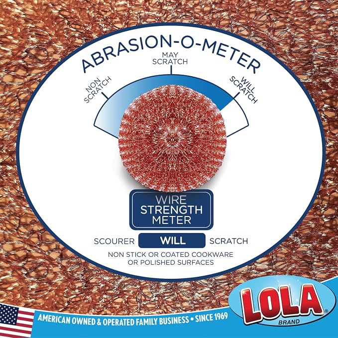 Copper Mesh Scouring Pad by LOLA, 2 Pack, 45 Grams, Copper Coated Knitted Wire - Image 3