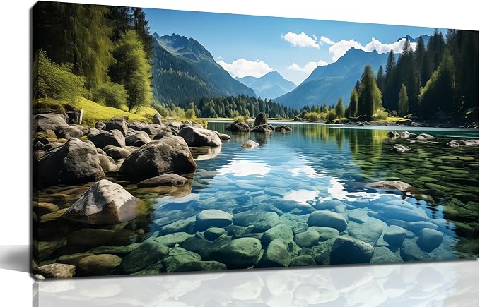 GUGIKA Landscape Wall Art for Living Room, Mountain and Lake Wall-Decor for by GUGIKA