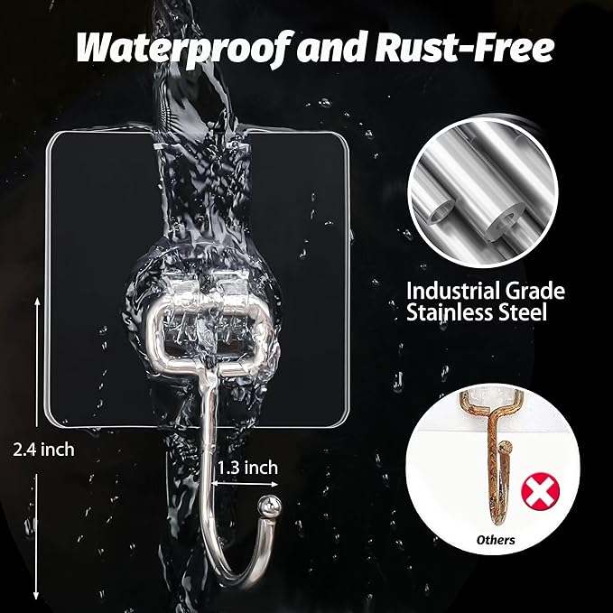 DKHDBD Large Adhesive Hooks, Waterproof Transparent Hooks - Image 3