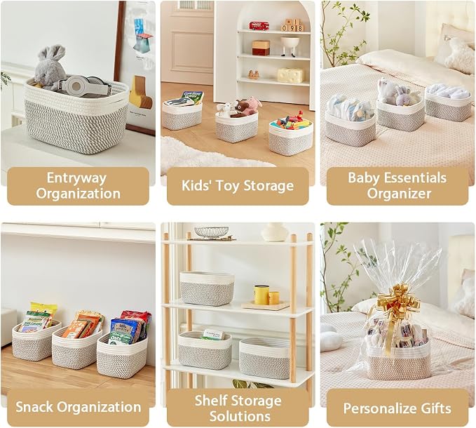 Small Cotton Rope Basket – Storage Bin - Image 4