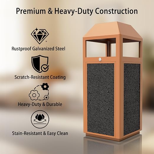 Commercial Metal Outdoor Trash Can - Image 3