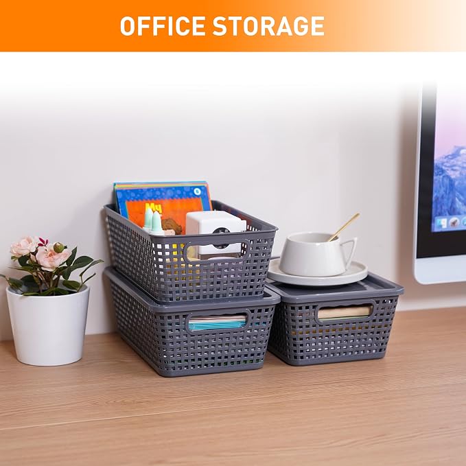 Plastic Storage Baskets With Lid, Storage Bins - Image 7