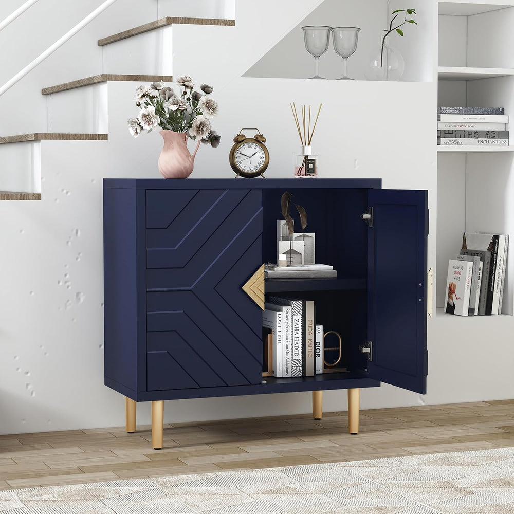 HLR 31.7'' Modern Sideboard Storage Cabinet with 2 Doors, Blue