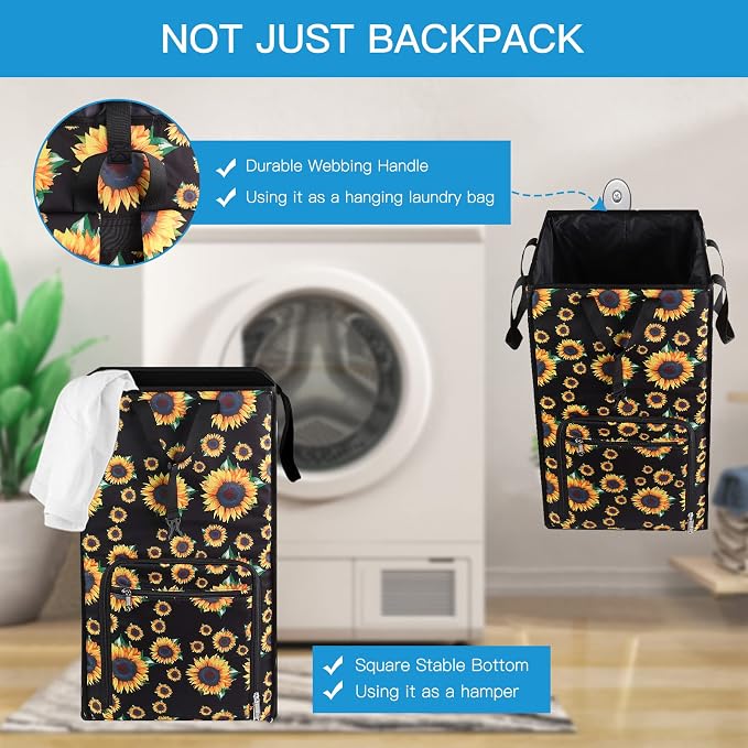 Bukere Laundry Hamper, Extra Large 2 in 1 Laundry Backpack Bag - Image 4