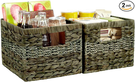 Water Hyacinth Wicker Basket, Decorative Woven Baskets by Bagnizer