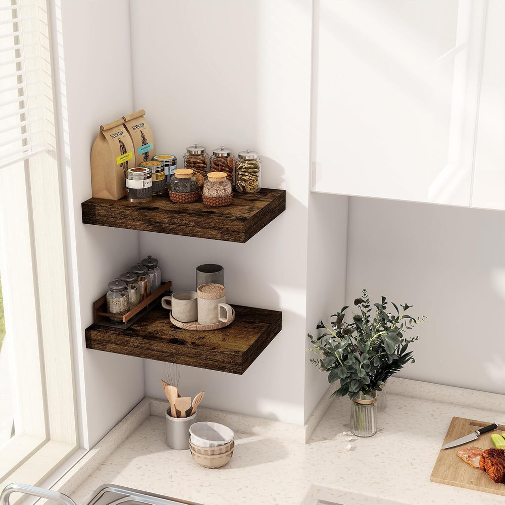 12 Inch Deep Floating Shelves, 16 x 12 Floating Shelf for Books, Rustic Wood ...