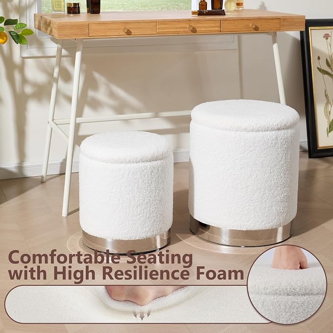 Royal Windsor Boucle Round Ottoman - Image 5