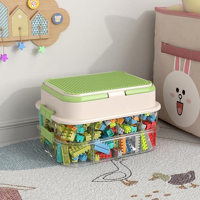 Toy Storage Organizer Box with Handle, Stackable Building Block Toy Box with by joyingbaby