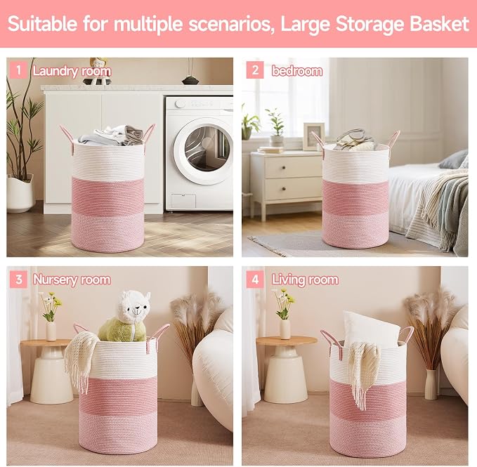 CLHMILY&Z 80L Laundry Basket Round Storage Rope Basket - Image 5
