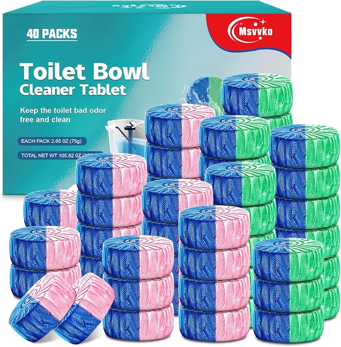 Toilet Bowl Cleaner Tablets 40 Packs, Two Colors Toilet Bowl Cleaners by Msvvko