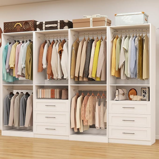 Closet System with 4 Sets, 8FT Closet Organizer Systems with 6 Wooden Drawers & by Dooloric
