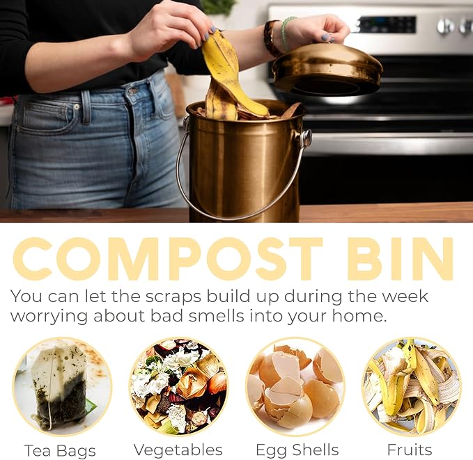 EPICA Countertop Compost Bin Kitchen | 1.3 Gallon | Odorless Composting Bin - Image 7