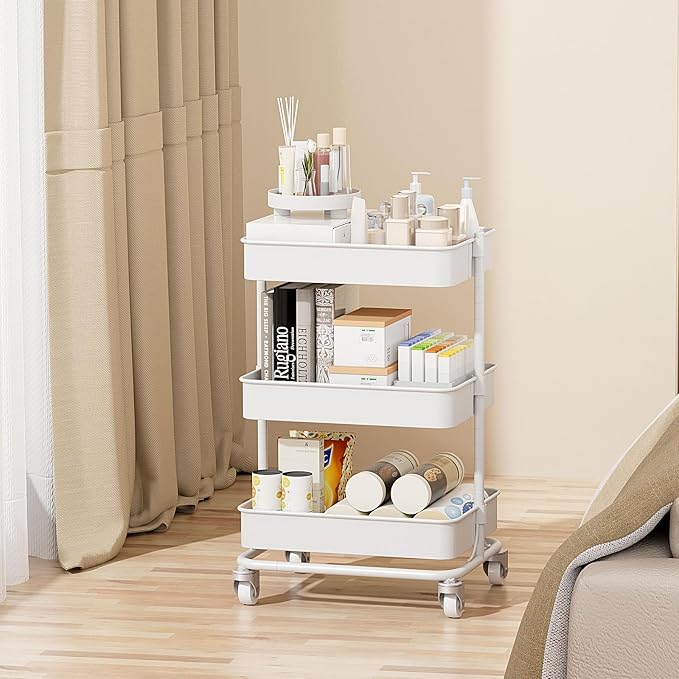 3-Tier Modern Metal Rolling Utility Cart - Image 4