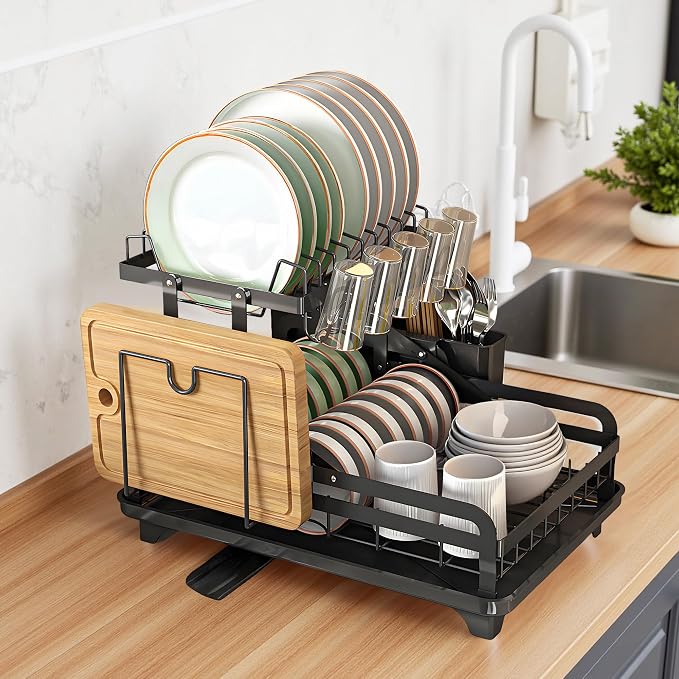 Dish Drying Rack Large 2 Tier Carbon Steel Dish Rack - Image 7