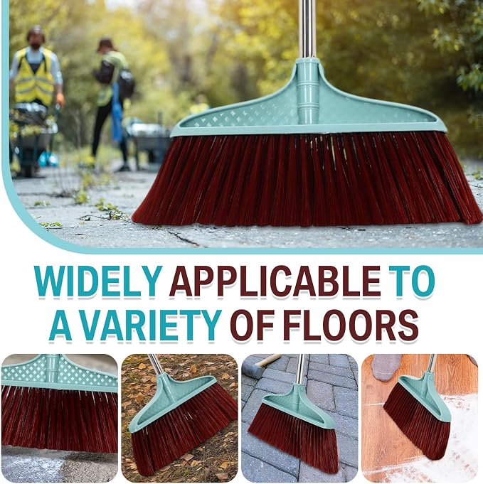 Lasnten 8 Pcs Heavy Duty Broom Commercial Set 49" Stainless Steel Detachable - Image 4