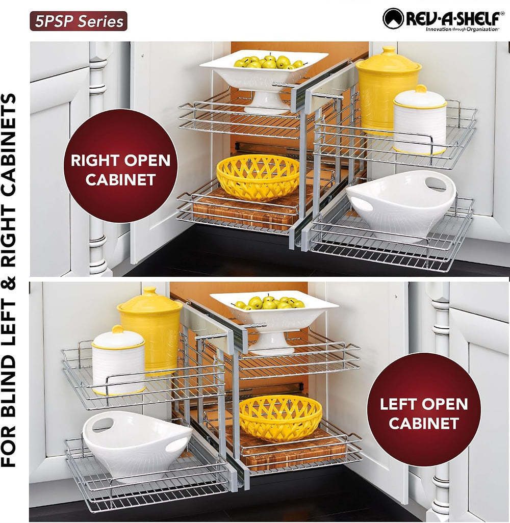 Rev-A-Shelf Chrome Two-Tier Wire Bottom Pullout Organizer with Soft-Close for...