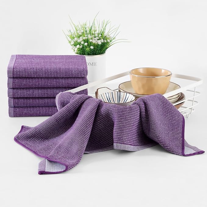 Homaxy Premium Kitchen Towels, Large Cotton Kitchen Hand Towels, Flat and Terry - Image 6
