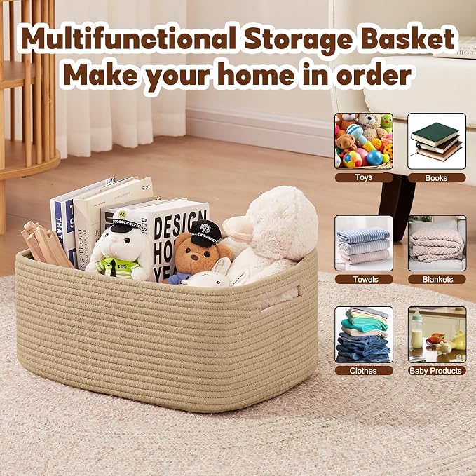 OIAHOMY Storage Basket for Shelves, Closet Cube Storage Bins Baskets for - Image 4