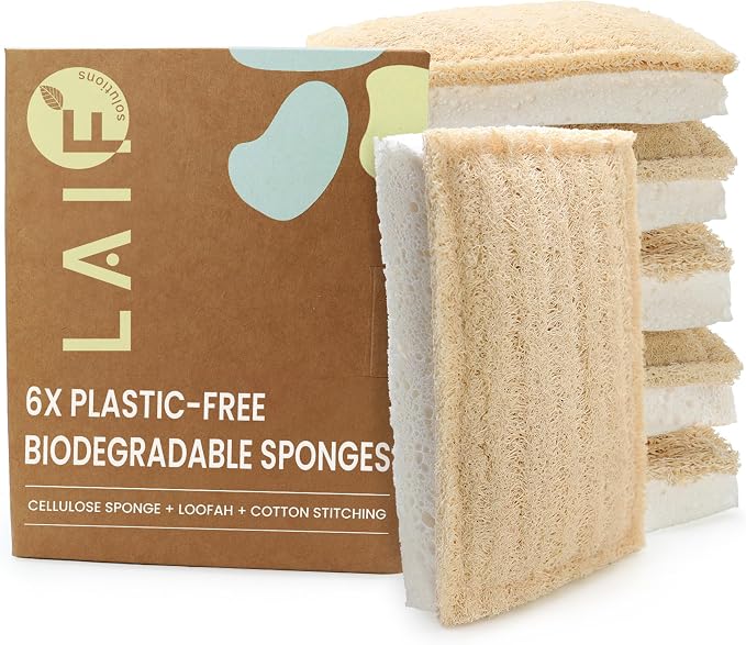 Natural Kitchen Sponges – Eco-Friendly, Compostable Dish Sponges – Loofah & by LAIF