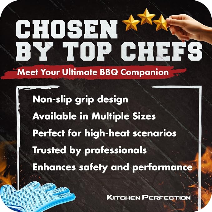 KITCHEN PERFECTION S Silicone Smoker Oven Gloves -Extreme Heat Resistant BBQ - Image 6