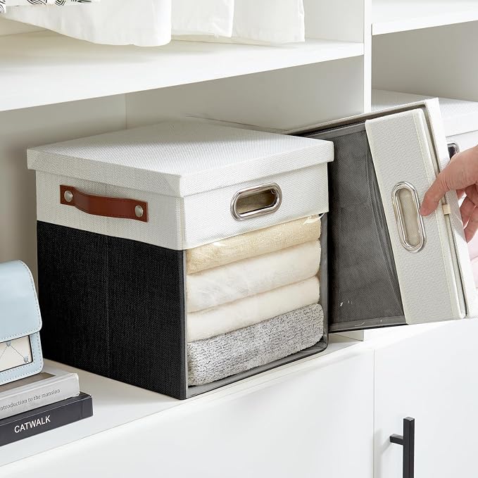 Fabric Storage Cubes with Clear Windows and Lids 11'' Foldable Storage Bins - Image 6
