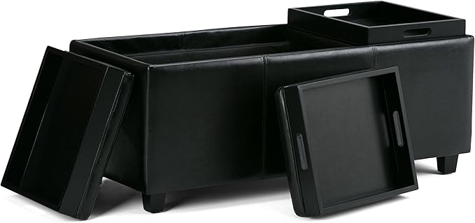 SIMPLIHOME Avalon 42 inch Wide Contemporary Rectangle Storage Ottoman in - Image 5
