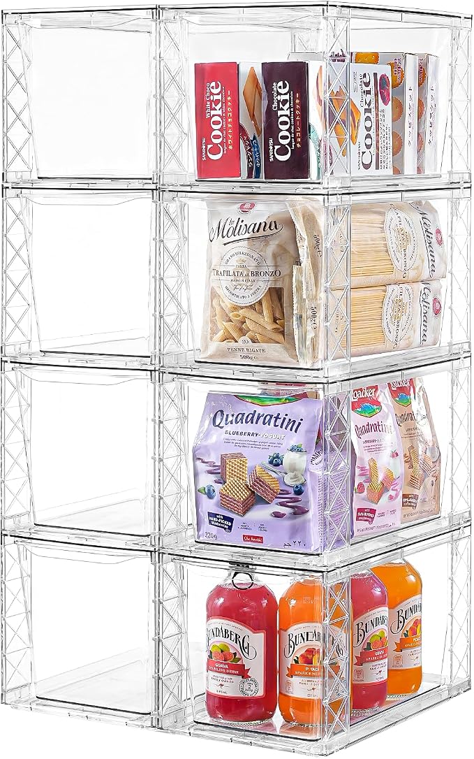 8Pack Stackable Kitchen Storage Organizer, Pantry Organizers and Storage by Clemate