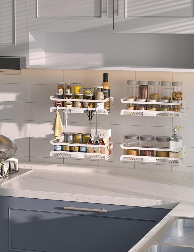 Spice Rack Wall Mount with Hooks - Image 4
