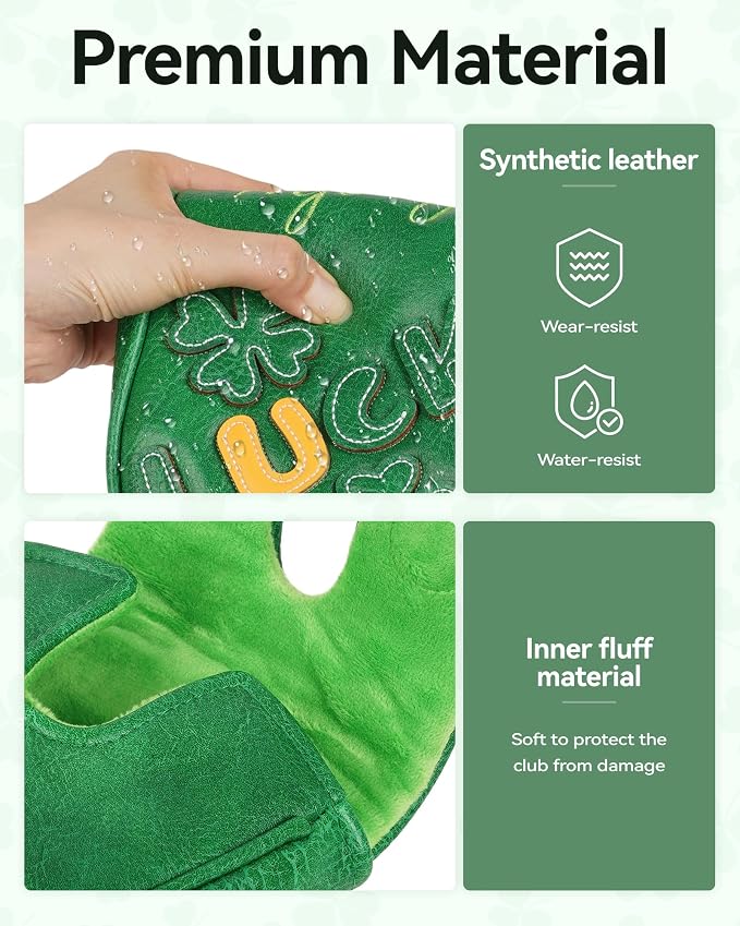 Golf Headcovers Golf Club Head Covers Four Leaf Clover Good Luck Charm - Image 3