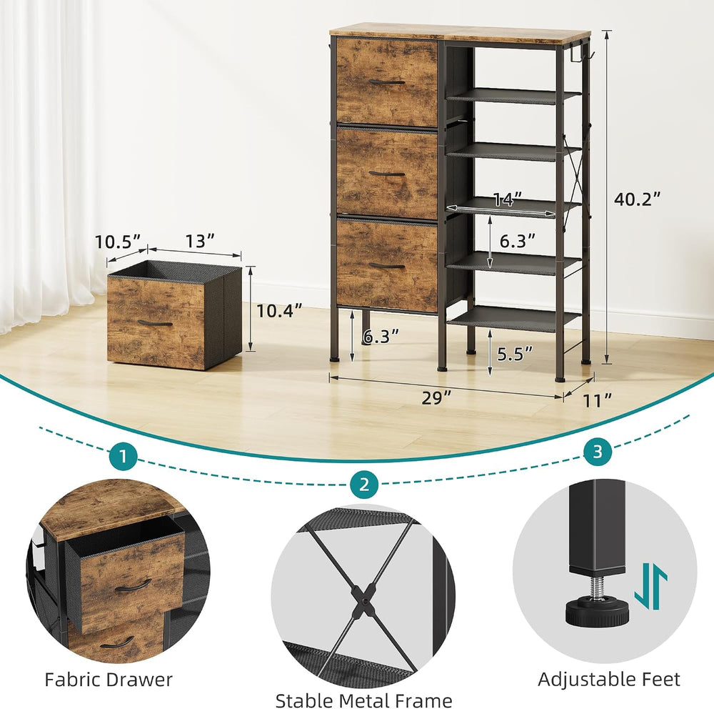 YAOHUOO Shoe Rack Organizer with 3 Fabric Drawers, 6 Tier Shoe Cabinet Storag...