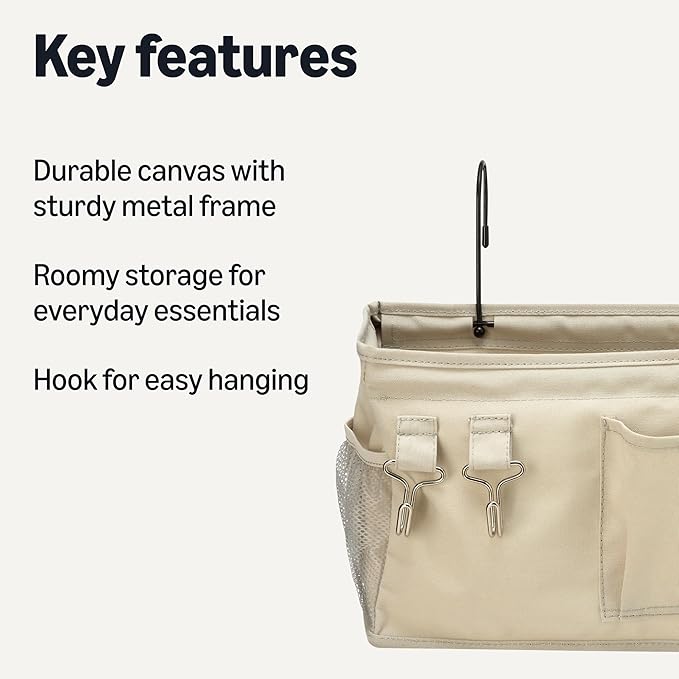 Amazon Basics Bedside Caddy Hanging Storage Organizer, 4.72 x 14.57 x 7.87 in - Image 2