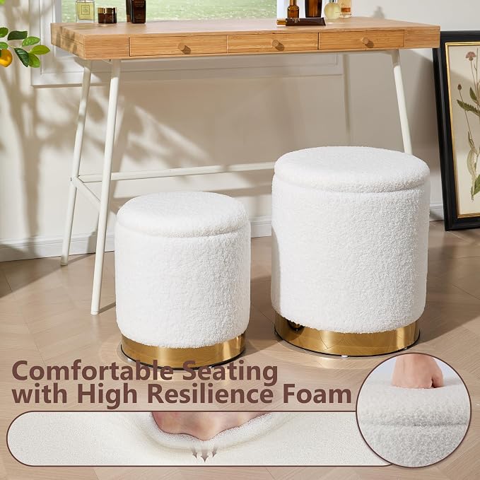 Royal Windsor Boucle Round Ottoman - Image 5