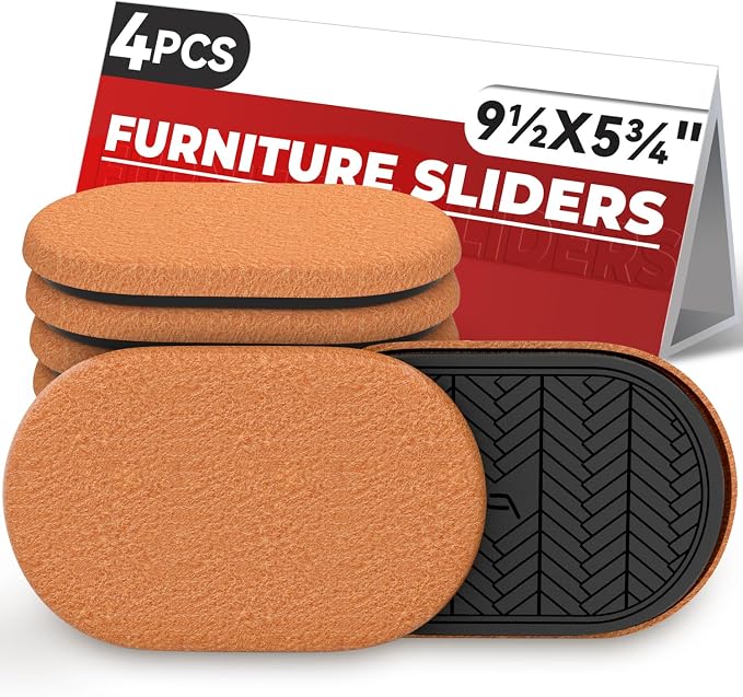 9½"x5¾ Felt Furniture Sliders for Hardwood Floors, Furniture Movers for Heavy by PISAO