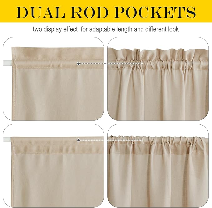 NICETOWN Linen Door Curtains 50 inch Length 1 Panel Farmhouse Kitchen Curtain - Image 4