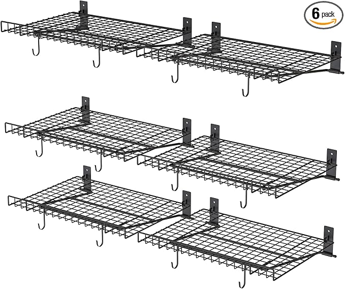 6 Pack Foldable Wall Shelf, Wall Mounted Garage Storage Shelves, Heavy Duty by Riciakik