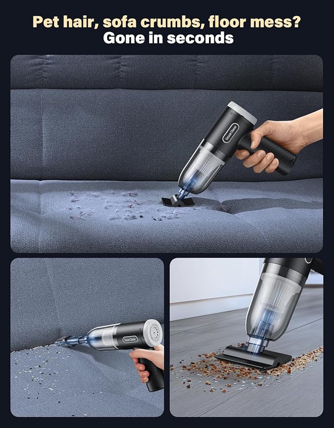 Car Vacuum Portable Cordless, 9000Pa Handheld Vacuum Mini Vacuum Cleaner High - Image 7