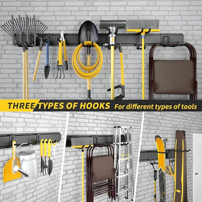 64 Inches Garage Storage, Garage Organization, Wall Mount Garden Tool Organizer - Image 6