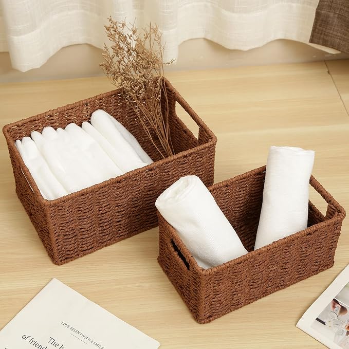 HOONEX Woven Baskets for Storage, Paper Rope Baskets - Image 3