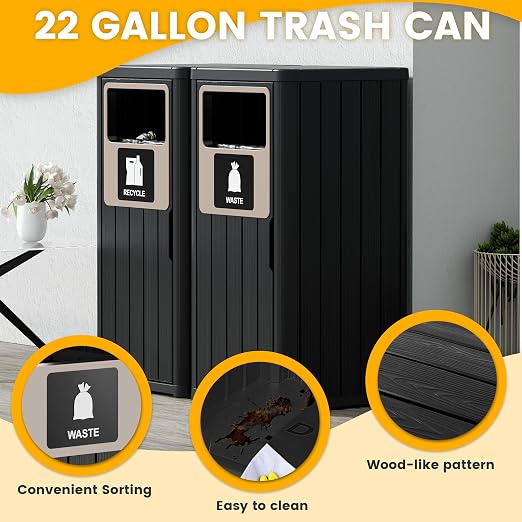 Outdoor Trash Can, Waterproof Resin Garbage Can Indoor and Outdoor Use - Image 7