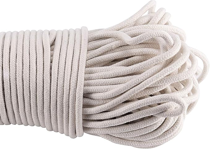 328 Feet 1/4 Inch White Natural Cotton Rope, Cotton Clothesline Rope, - Image 3