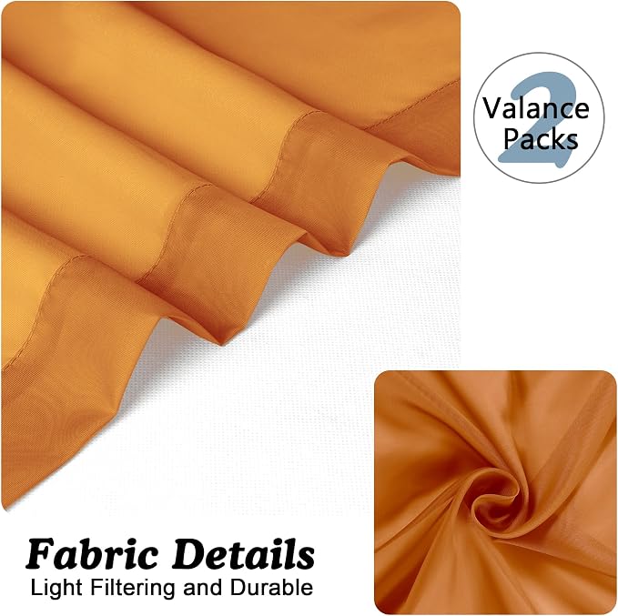 Chyhomenyc Sheer Valances for Windows 2 Pack, 42Wx14L Inches Short Valance for - Image 6