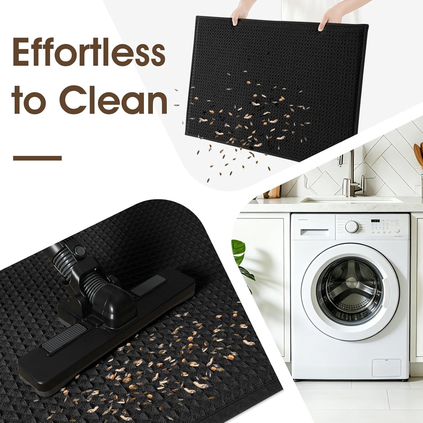 ACCUMTEK Memory Foam Bath Mat, Ultra Soft Absorbent Waffle Bathroom Rugs, Super Non-Slip PVC Backing Bath Rug Quick Dry, Machine Washable Rug for Tub, Shower, Home Decor Accessory, 24" x 17", Black