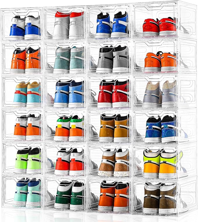 12 Pack Thicken & Sturdy Clear Shoe Storage Organizer