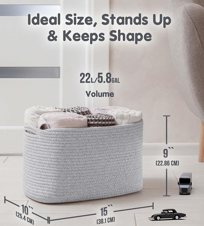 CHAT BLANC Cotton Rope Baskets for Organizing | Storage Baskets for Shelves | - Image 4