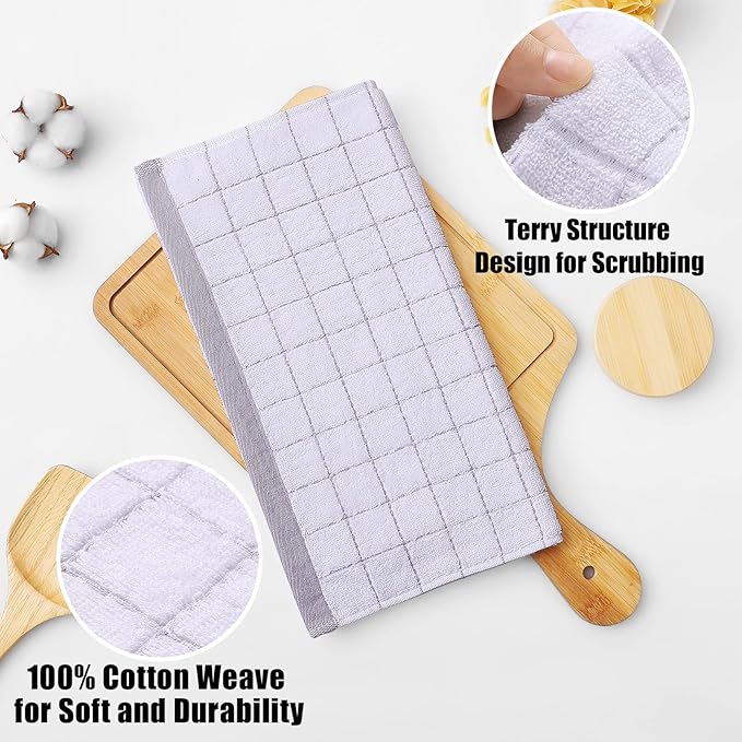 Homaxy 100% Cotton Terry Kitchen Dish Cloths, Ultra Soft and Absorbent Dish - Image 2