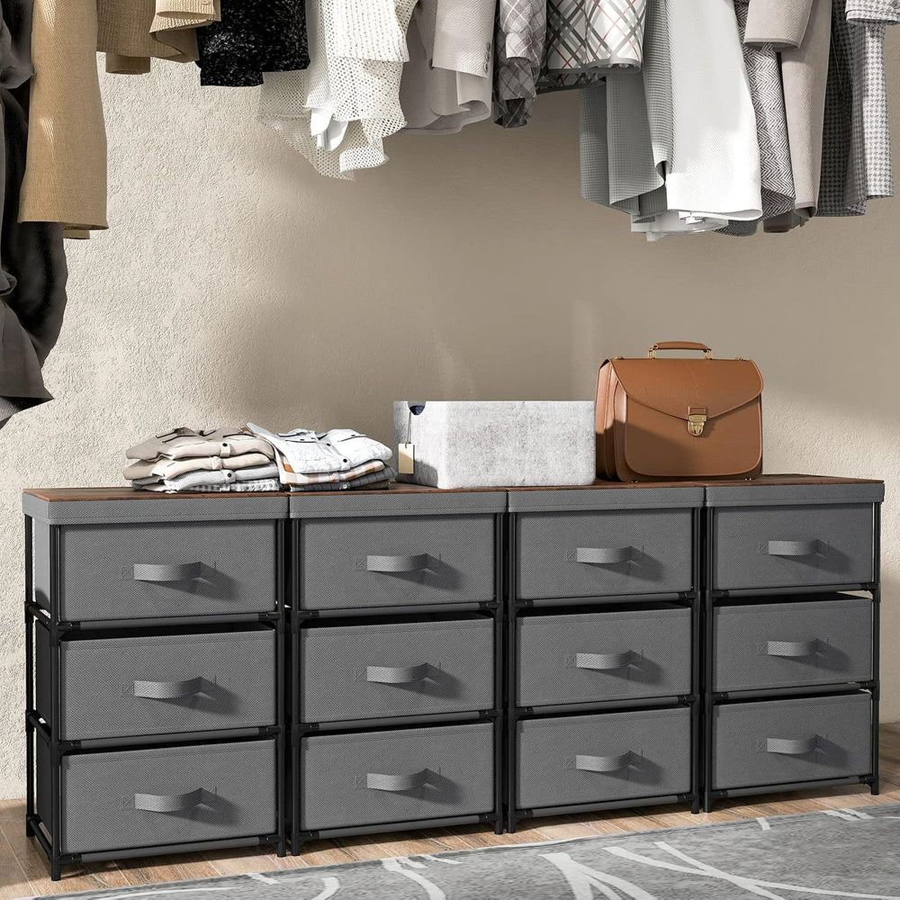 GOFLAME Fabric Dresser Set of 2 with 3 Drawers, Nightstand for Bedroom, Bedsi...