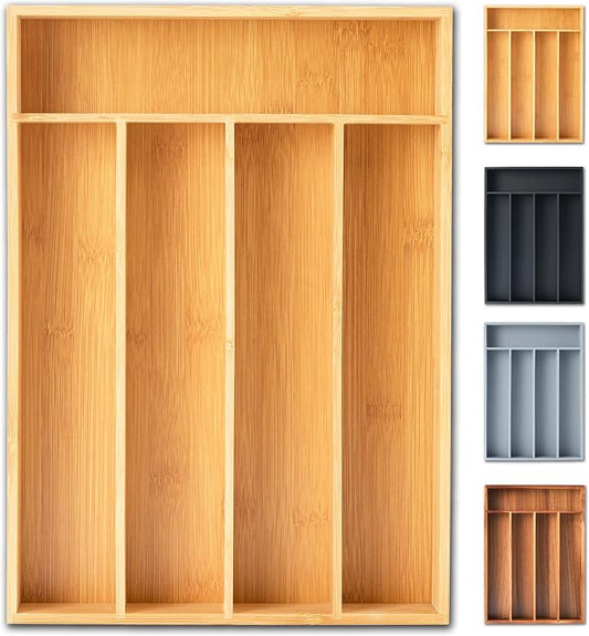 Silverware Organizer, 10 Inch Utensil Organizer Kitchen Drawer Organizer Bamboo by Sunbreath
