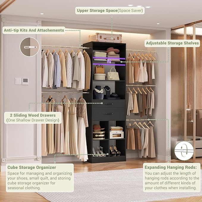 Closet System, 4-8 FT Closet Organizer Tower - Image 4