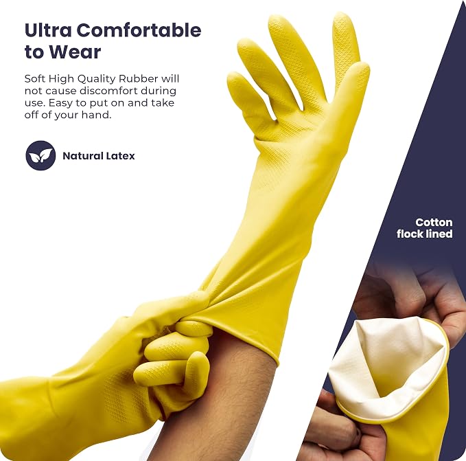 FMP Brands 3/6/12/60 Pairs Cleaning Gloves, Waterproof Rubber Gloves - Image 3